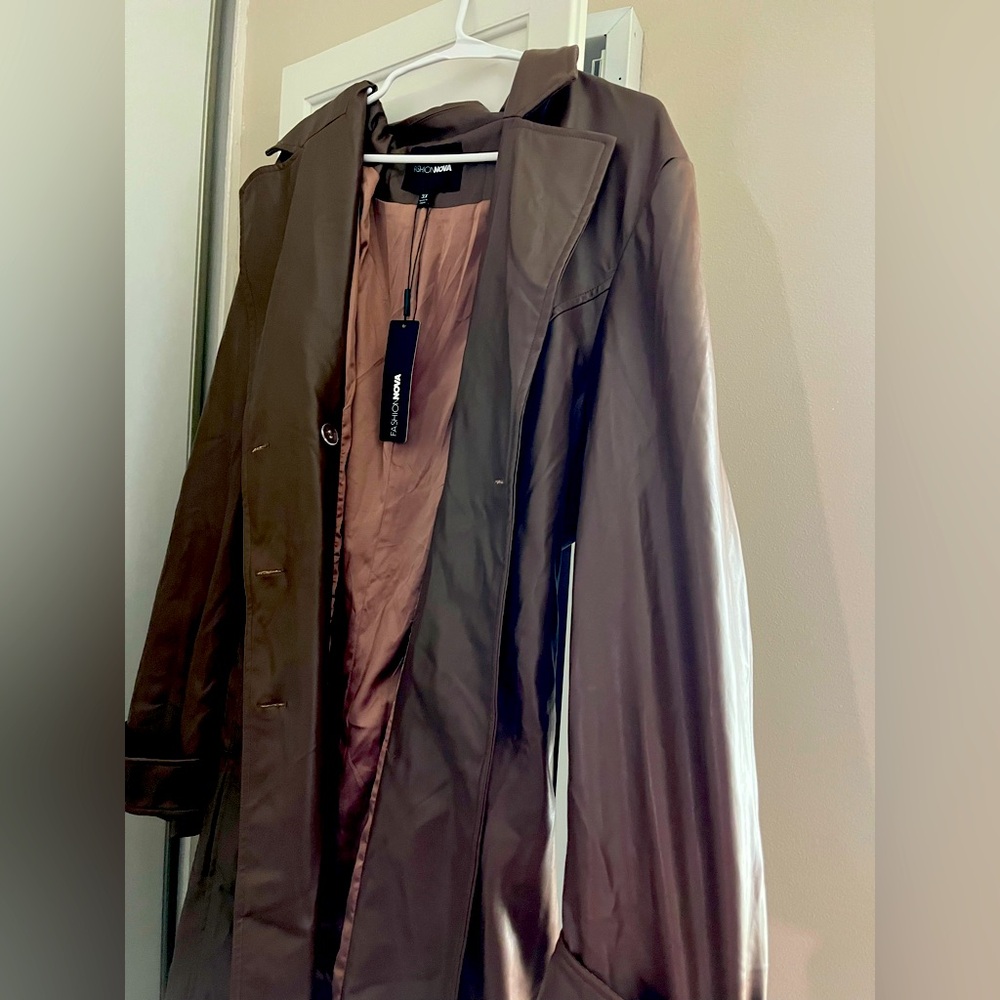 Women’s brown leather trench coat Fashion Nova 3X